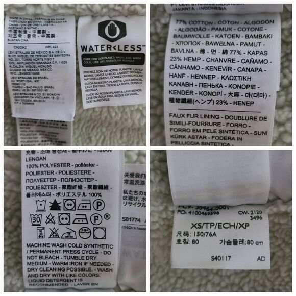 NWT|Levi's Heritage Faux Fur Sherpa Hemp Denim Trucker Jacket, XS - Picture 12 of 12